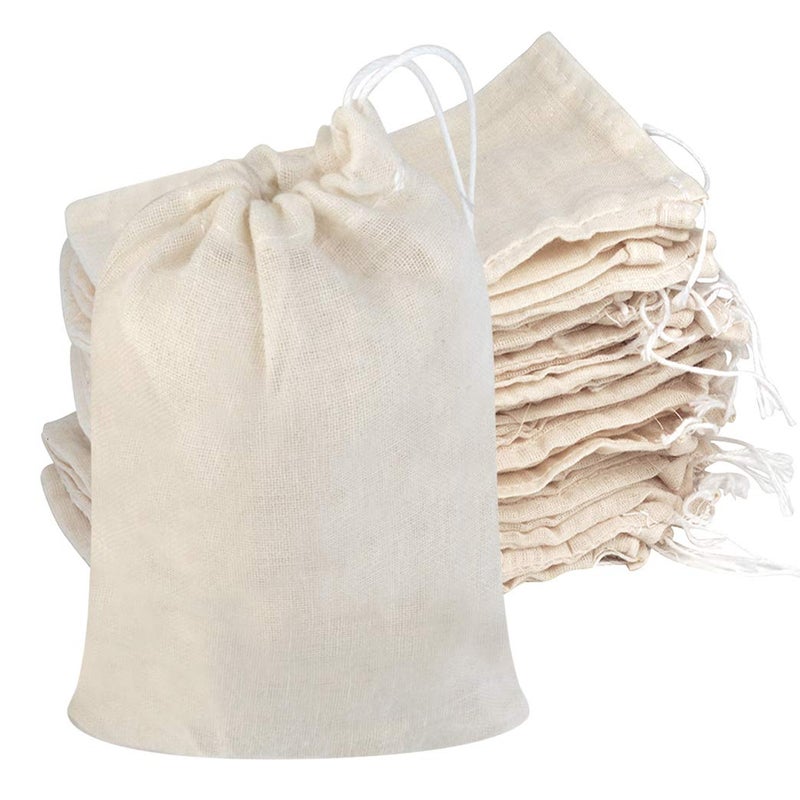 Tayfremn Cotton Drawstring Bags, Reusable Muslin Bag Natural Cotton Bags with Drawstring Produce Bag Bulk Gift Bag Jewelry Pouch for Party Wedding Home Storage, Natural Color (3 by 4 Inches) - Image 4